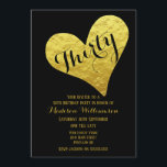 Invitación 30.º natalicio Corazón de Oro Negro y Faux<br><div class="desc">30.º Nacimiento Negro y Faux Gold Heart Design . Esta es una plantilla lista para que añada los detalles de su fiesta a . Si desea cambiar el color de fondo del tipo de letra,  haga clic en personalizar más adelante al final de la plantilla.</div>