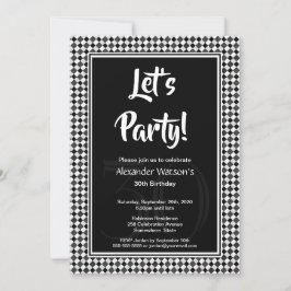 Invitación 30.º tablero de cheques en blanco y negro