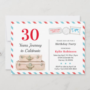 Invitación 30 40 50 Aventura de viaje de adulto Fiesta de cum