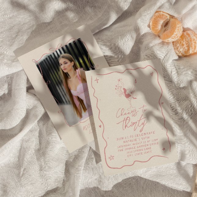 Invitación 30 Alegres Del Rosado Retro A Treinta Cumpleaños D (Subido por el creador)