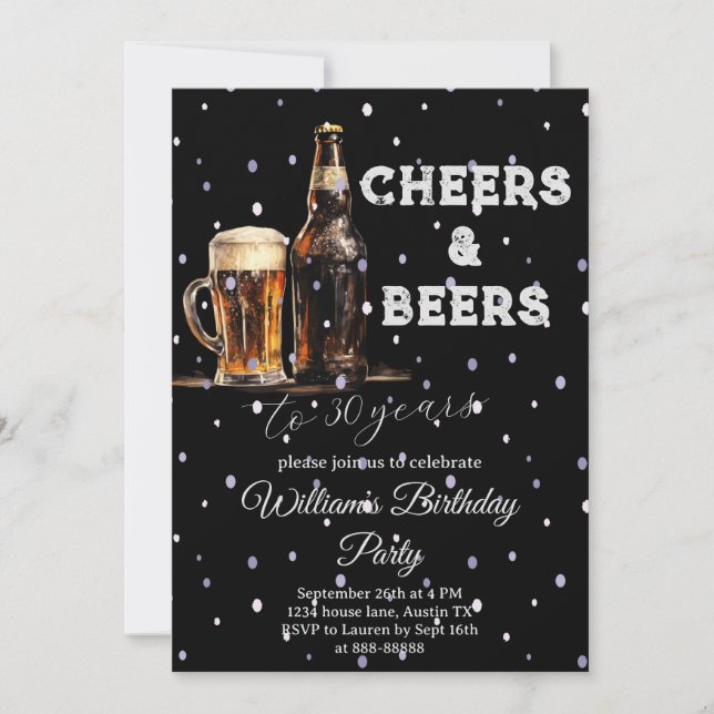 Invitación 30 Alegres y Cervezas de Cumpleaños a 30 años (Anverso)