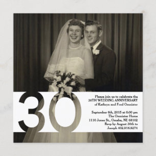 Invitación 30 Aniversario de Boda 5.25 x 5.25