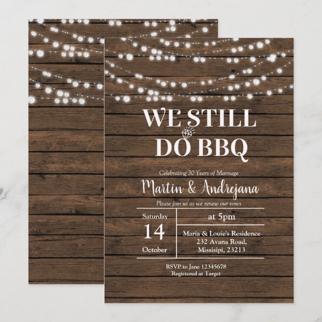 Invitación 30 Aniversario de Boda Aún celebramos aniversario (Anverso / Reverso)