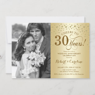 Invitación 30 Aniversario de Boda con Foto - Oro
