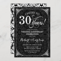 30 Aniversario de Boda - Damask Blanco Negro