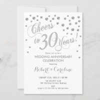 Invitación 30 Aniversario de Boda - Plata Blanco