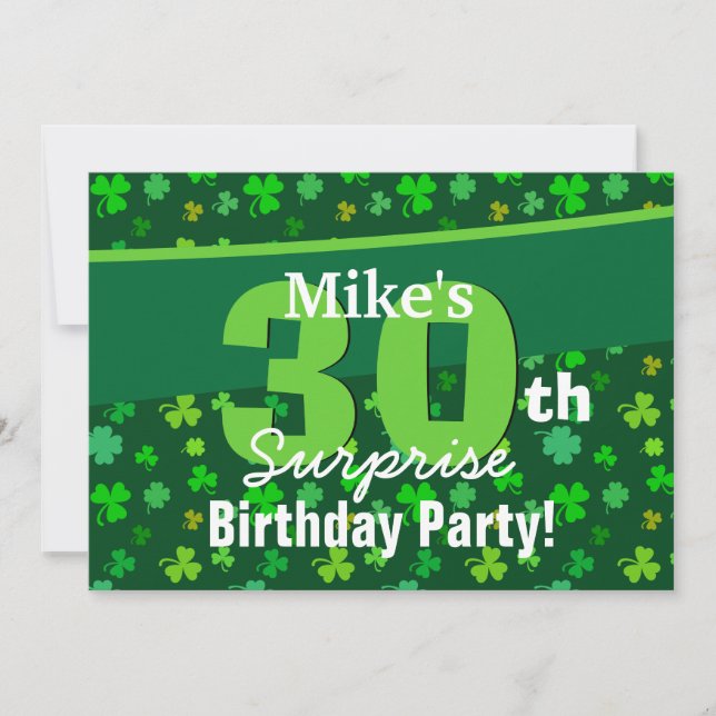 Invitación 30 Aniversario de la sorpresa Lucky Green Shamrock (Anverso)