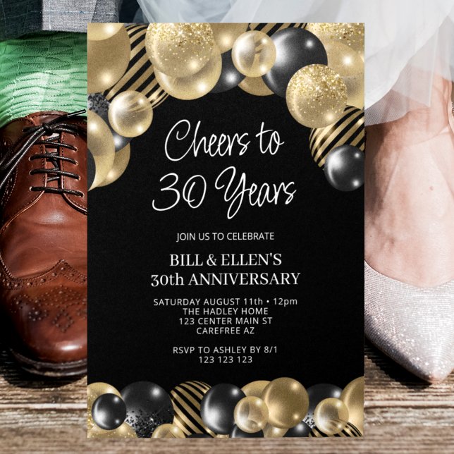 Invitación 30 Aniversario del Negro y Oro Moderno (Subido por el creador)