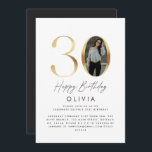 Invitación 30 Aniversario del Oro Moderno elegante foto elega<br><div class="desc">30 Cumpleaños Modern Gold foto elegante fiesta elegante diseño de invitaciones.</div>