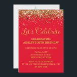 Invitación 30 Aniversario del Purpurina Rojo y Oro<br><div class="desc">Invitación de Purpurina rojo y oro, 30ª invitación a la fiesta de cumpleaños Treinta, celebremos cualquier edad digital, descarga instantánea Cuarenta y sesenta, personalizada 21ª 40ª 50ª 60ª, elegante plantilla de hito Dulce 16, Personalizado 18ª Glam Golden Confetti, caligrafía para adultos guión estilo moderno, Moda moderna simple para su Bling...</div>