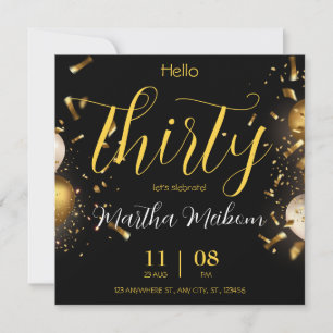 Invitación 30 aniversario. Elegante cumpleaños