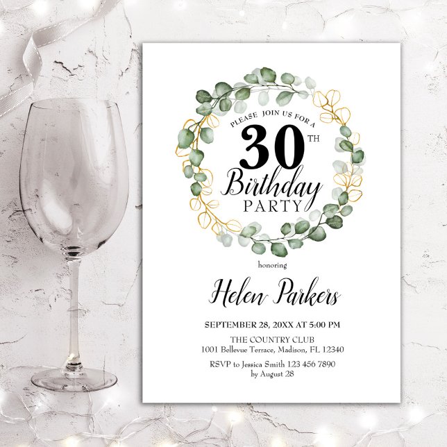 Invitación 30 Aniversario - Guirnalda de Foliage de Eucalipto (Subido por el creador)