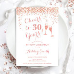 Invitación 30 Aniversario - Saludos A 30 Años De Blanco Oro R<br><div class="desc">30.ª Invitación de cumpleaños. ¡Salud A 30 Años! Elegante diseño de oro blanco y rosa. Incluye gafas de champán,  letra de guión y confeti. Perfecto para una elegante fiesta de 30 años. Personaliza con tus propios detalles. Se puede personalizar para mostrar cualquier edad.</div>