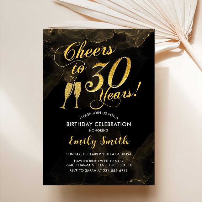 Invitación 30 Aniversario - Saludos a 30 años Negro de Oro (Subido por el creador)