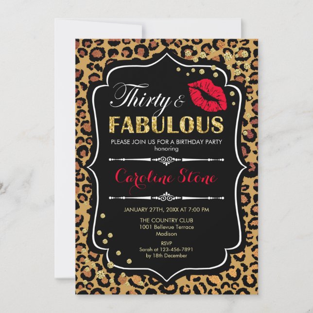 Invitación 30 Aniversario - Treinta Fabulosa Impresión de Leo (Anverso)