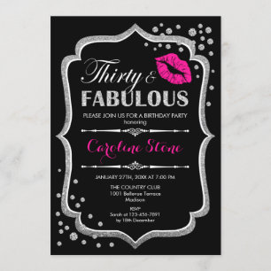 Invitación 30 Aniversario - Treinta Fabulosa Plata Rosa Negra
