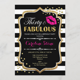 Invitación 30 Aniversario - Treinta Fabulosos Oro Rosa Negro