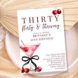 Invitación 30 Cherry Martini Coqueto y Próspero Cumpleaños 30