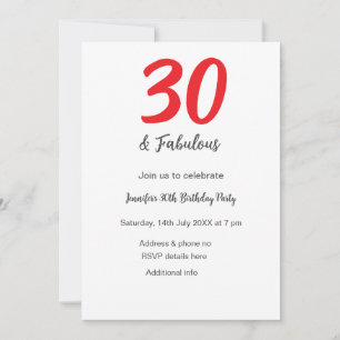 Invitación 30 cumpleaños añadir nombre fecha año negro QR