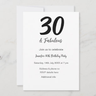 Invitación 30 cumpleaños añadir nombre fecha año negro QR