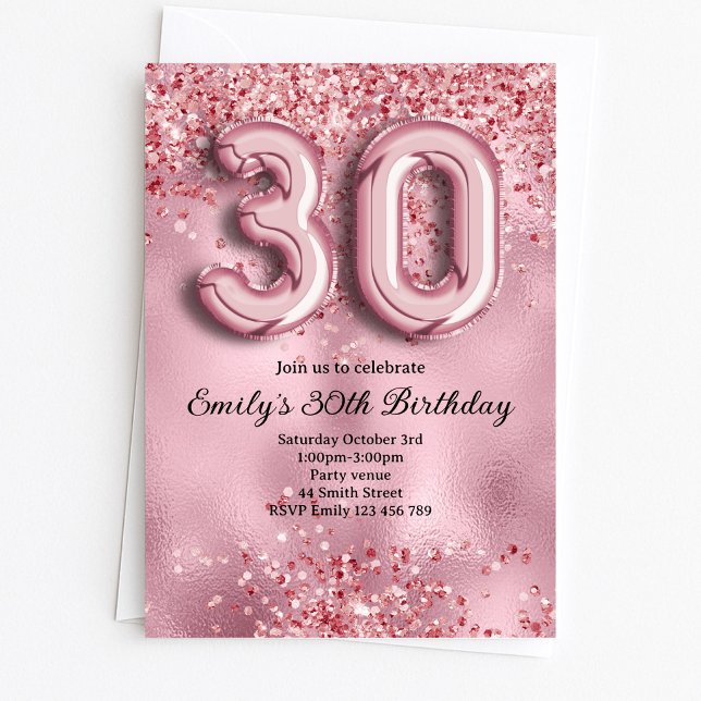 Invitación 30 Cumpleaños Brillo Rosa (Subido por el creador)