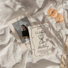 Invitación 30 Cumpleaños Doddle Negro Blanco Tazón Martini Fo