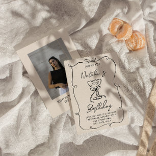 Invitación 30 Cumpleaños Doddle Negro Blanco Tazón Martini Fo