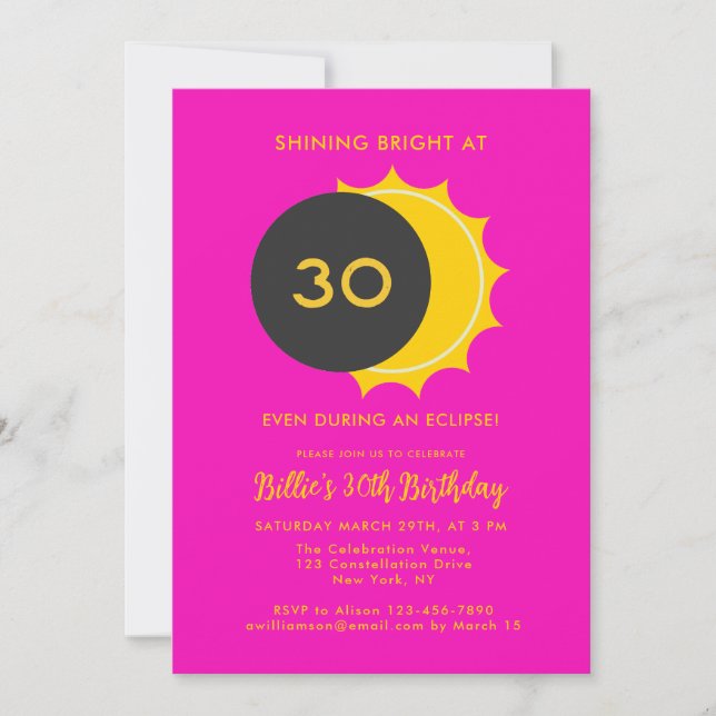 Invitación 30 cumpleaños | Fiesta de eclipse solar parcial 20 (Anverso)