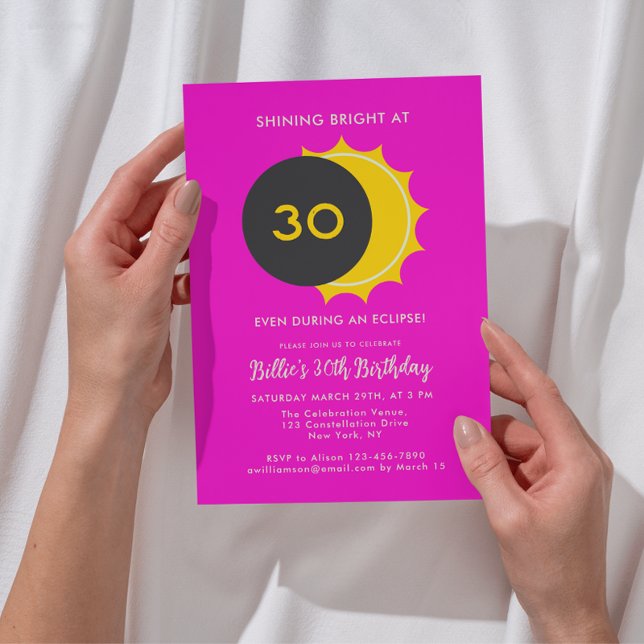 Invitación 30 cumpleaños | Fiesta de eclipse solar parcial 20 (Add your event details to personalize the invitation.)