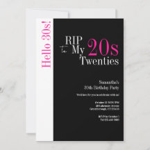 30 cumpleaños RIP 20s Hola 30s Fiesta Black Pink