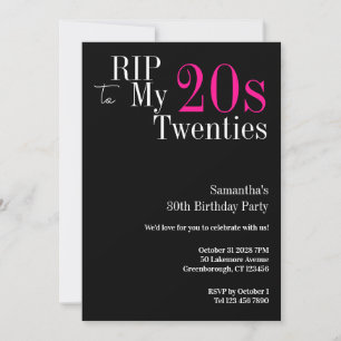 Invitación 30 cumpleaños RIP Fiesta negra y rosa 20