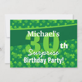 Invitación 30° cumpleaños sorpresa Green Shamrock G002C
