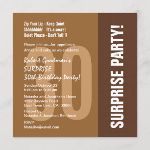 Invitación 30 cumpleaños sorpresa moderno para él reciclado