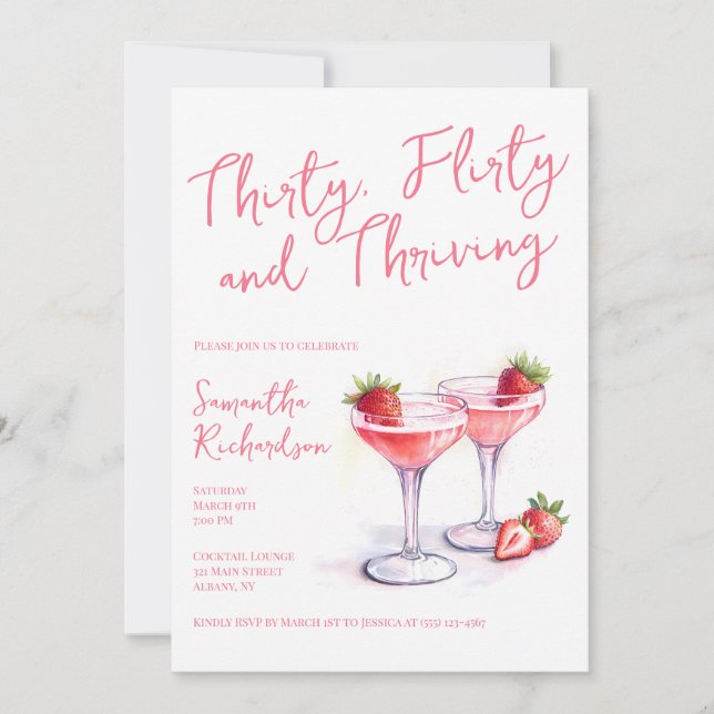 Invitación 30° cumpleaños y 30° rojos (Anverso)