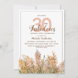 Invitación 30 Fabulosas gramíneas pampas en cumpleaños blanco