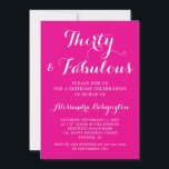 Invitación 30 Fabuloso Cumpleaños caligrafía rosa blanco<br><div class="desc">Amado tema de cumpleaños “30 & Fabuloso” para celebrar este importante hito, comenzando con las invitaciones de la fiesta. Fondo rosa fucsia atrevido vibrante vívido genial, caligrafía blanca manuscrita, y tipografía minimalista blanca Versátil diseño, adecuado para todas las estaciones y casi cualquier tipo de ubicación. Aspecto atemporal, enfoque casual, fácil...</div>