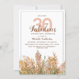 Invitación 30 Fabuloso Pasto de Pampas en Cumpleaños Blanco