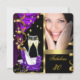 Invitación 30 Fiestón de champán morado fabuloso y fantástico