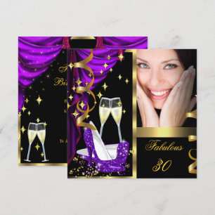 Invitación 30 Fiestón de champán morado fabuloso y fantástico