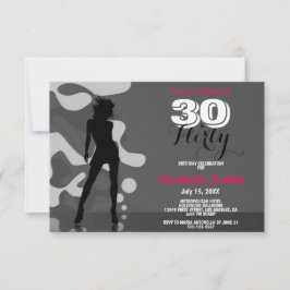 Invitación 30 & FLIRTY Moderno 30 cumpleaños Hot Pink Stylish