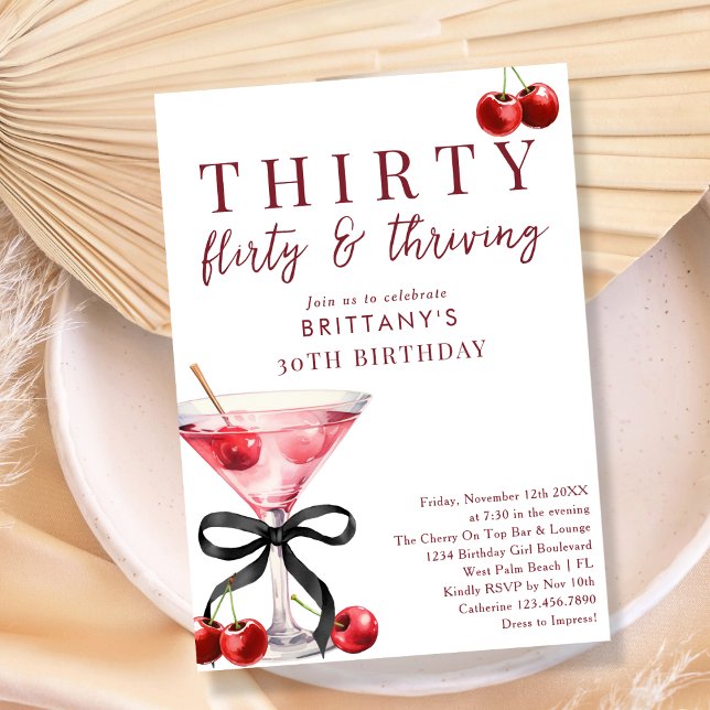 Invitación 30 Flirty & Thriving Cherry Martini 30 cumpleaños (Subido por el creador)
