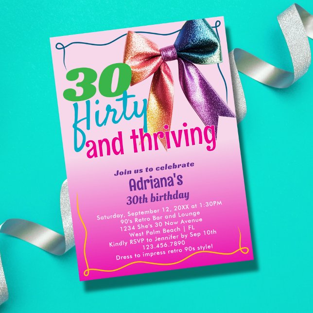 Invitación 30 Flirty & Thriving Retro 90s 30th Birthday Fiest (Subido por el creador)