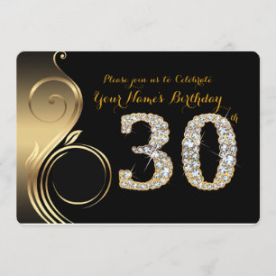 Invitación 30,Invitación por cumpleaños,Diamante número,Foto
