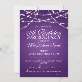Invitación 30° Surprise Party String Stars Purple