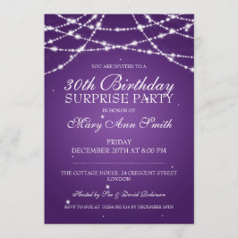 Invitación 30° Surprise Party String Stars Purple