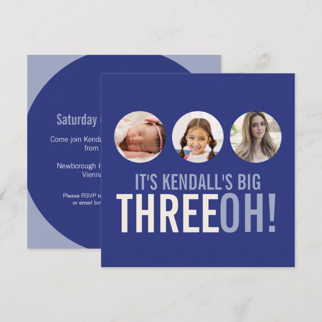 Invitación ¡30° TREEOH azul oscuro! (Anverso / Reverso)