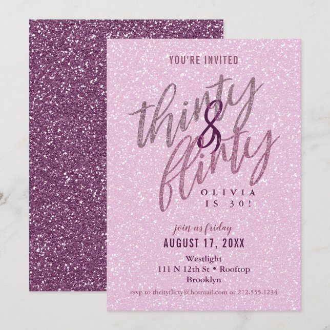 Invitación 30 y cumpleaños de Flirty (Anverso / Reverso)