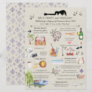 Invitación 30 y Fabuloso   Itinerario de cumpleaños en Nueva 