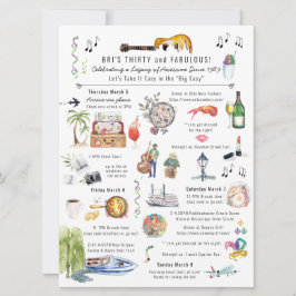 Invitación 30 y Fabuloso | Itinerario de cumpleaños en Nueva