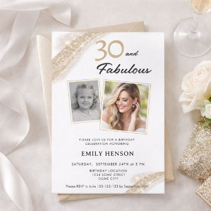 Invitación 30 y Fabuloso Oro Cumpleaños 30 Fotografías